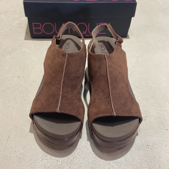 Corkys Brown Suede Croco Carley Wedges - Picture 2 of 5